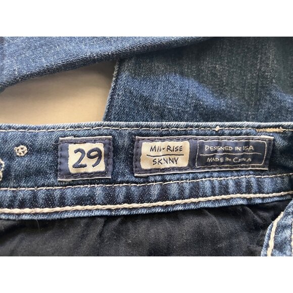 Miss Me Womens Mid-Rise Skinny Jeans With Embellished Pockets Size 29 Blue Cotto - Picture 4 of 5